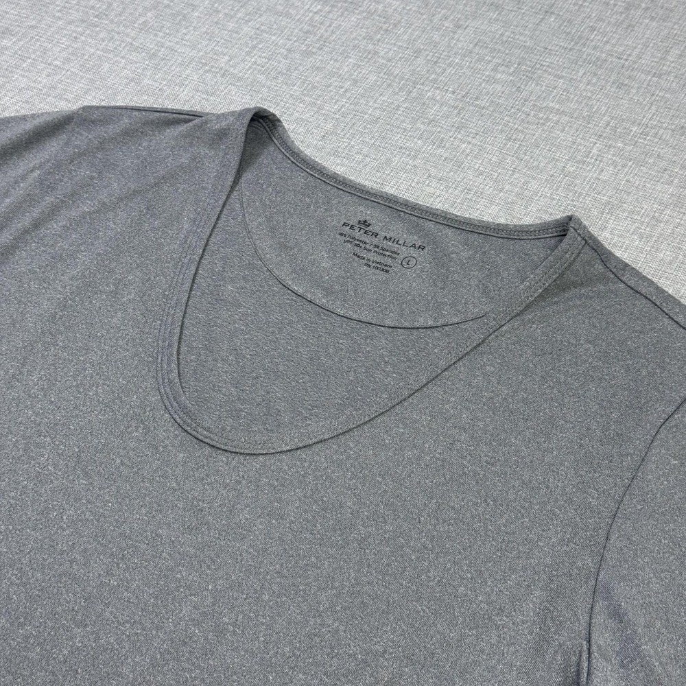 Peter Millar Scoop Neck T-Shirt Womens Large Gray Tagless Stretch Lightweight